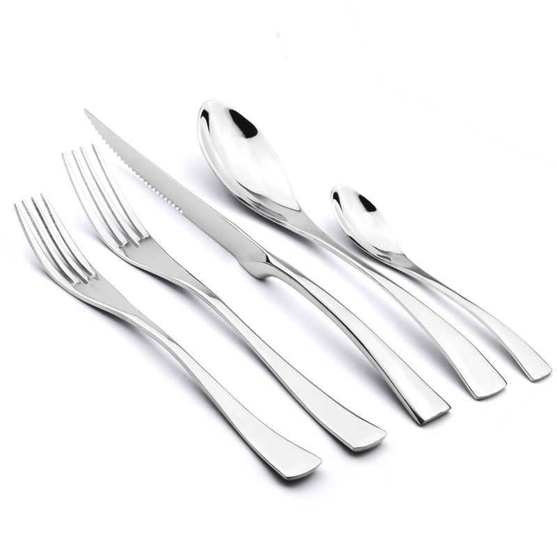 JANKNG 20-Piece 18/10 Stainless Steel Serrated Steak Knife Flatware Set, Service for 4 - Image 1